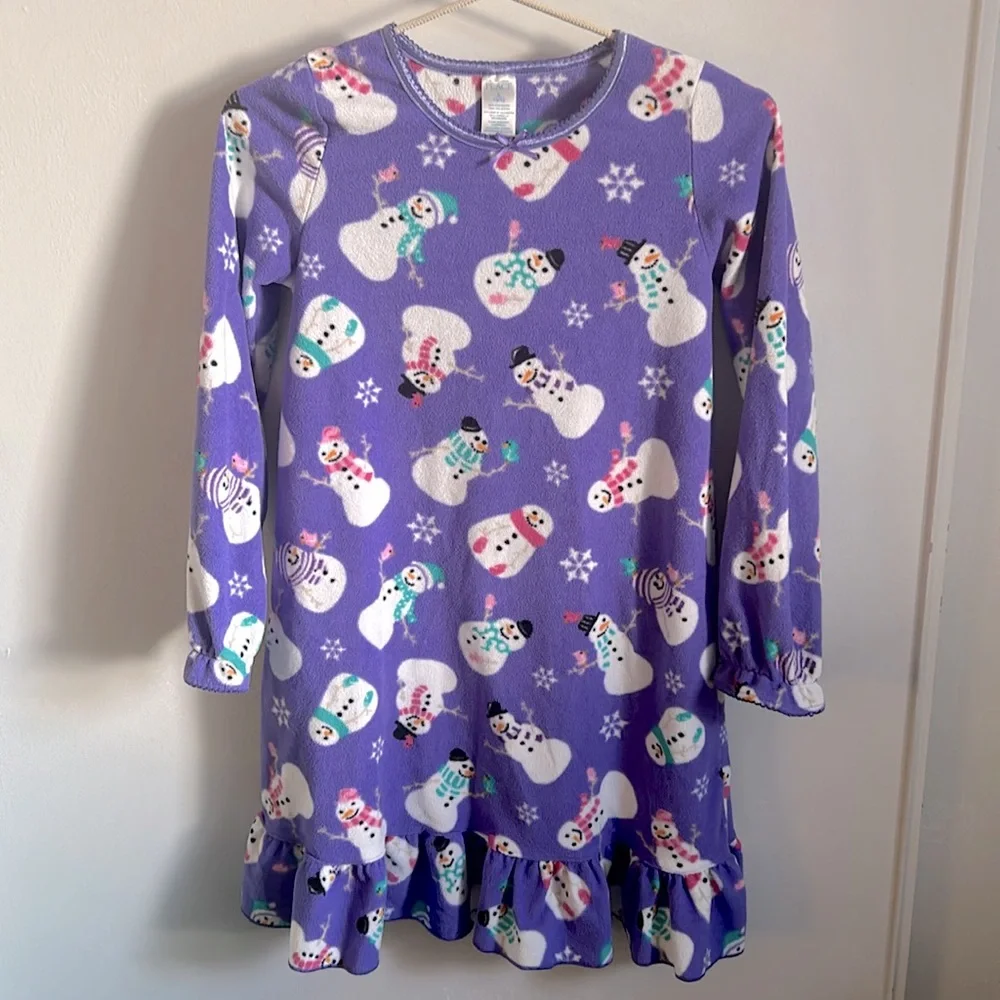 2/$25 ⬇️ Children’s Place Girl’s Holiday Fleece Snowman Winter Pajamas Nightgown
